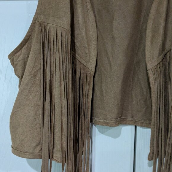 Wild Kiss Women's Fringe Vest, Size Large, Tan - Picture 4 of 12